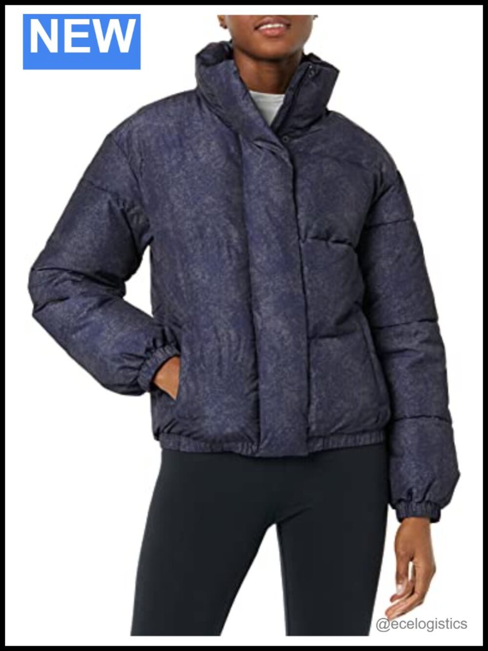 Women's Mock-Neck Short Puffer Jacket Zip-Up Coat Quilted
